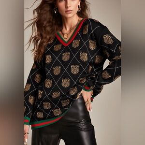 FUCCI Tiger-Intarsia Sweater (brand name inspired)